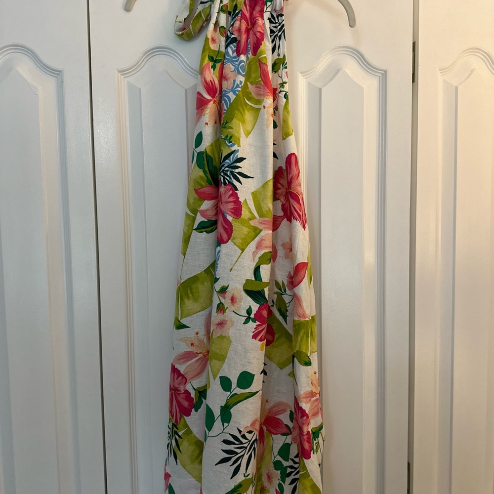 Tommy Bahama White Dress with Pink and Green Floral Design nwt L